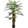 Image de Palmier Artificiel Outsunny H.16 m Arbre Artificiel Tronc Branches Lichen Feuilles Grand réalisme Pot Inclus