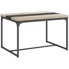 Image de Table Salle À Manger 6 Places - Style Industriel - Métal Noir Aspect Bois
