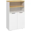 Image de Meuble Bas Salle De Bain - 2 Portes, Étagère, 2 Niches - Blanc Bois Clair
