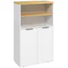 Image de Meuble bas salle de bain - 2 portes, étagère, 2 niches - dim. 60l x 30l x 102h cm - blanc bois clair