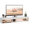 Image de Meuble Tv Design Led Suspendu Mural - 2 Niches - Aspect Bois Blanc