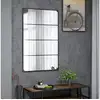 Image de Miroir mural verrière rectangulaire style industriel - horizontal ou vertical - 4 crochets - métal noir