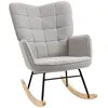 Image de Fauteuil à bascule - HOMCOM - revêtement bouclette - structure en acier - pieds en bois massif - Gris clair