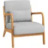 Image de Fauteuil Lounge - 3 Coussins Inclus - Bois Hévéa Aspect Lin Gris