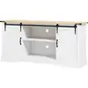 Image de Buffet Design 2 Portes Coulissantes 3 Étagères Blanc Aspect Bois Clair