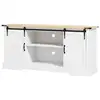 Image de Buffet design 2 portes coulissantes 3 étagères - dim. 150l x 40l x 72h cm - blanc aspect bois clair