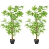Image de Lot De 2 Bambous Artificiels Hauteur 1,5 M 644 Feuilless & Lichen Denses Réalistes Pot Inclus Noir