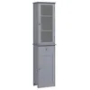 Image de Meuble Colonne de Salle de Bain kleankin Placard Porte Acrylique 2 étagères Placard Porte 1 étagère tiroir MDF Gris