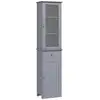 Image de Meuble colonne de salle de bain placard porte acrylique 2 étagères placard porte 1 étagère tiroir mdf gris