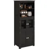 Image de Armoire de cuisine HOMCOM buffet cuisine vaisselier avec 2 niches 2 placards avec 4 portes dont 2 portes vitrées étagère réglable