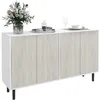 Image de Buffet de cuisine meuble de rangement - HOMCOM - 2 placards avec étagères réglables - 121 x 37 x 75 cm - blanc et aspect bois gris