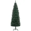 Image de Sapin de Noël Artificiel 210 cm - HOMCOM - Arbre de Noël Slim avec support en acier pliable 687 branches épines Vert