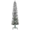 Image de Sapin De Noël Artificiel Led H.180 Cm Mince Enneigé 329 Branches 150 Led