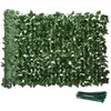 Image de Haie Artificiel Brise-Vue décoration - Outsunny - Rouleau 3L x 1H m Feuillage hêtre réaliste Anti-UV feuilles en soie Vert foncé