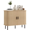 Image de Buffet Style Scandinave 2 Portes Coulissantes Acier Noir Aspect Bois Clair