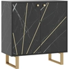 Image de Buffet Design - 2 Portes, Étagère - Métal Doré Aspect Marbre Noir