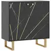 Image de Buffet design - 2 portes, étagère - dim. 76l x 35l x 77h cm - métal doré aspect marbre noir