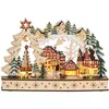Image de Village de Noël lumineux - HOMCOM - avec 20 LED paysage enneigé charmants détails de village - 45L x 12l x 30H cm - bois naturel