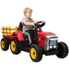Image de Tracteur électrique - HOMCOM - avec remorque amovible - avec télécommande MP3 musique affichage lumières - enfants 3-6 ans - rouge