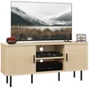 Image de Meuble Tv Style Scandinave - 2 Portes, 2 Niches - Acier Noir Aspect Bois Clair