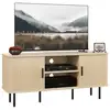Image de Meuble tv style scandinave - 2 portes, 2 niches - acier noir aspect bois clair