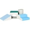 Image de 4 Blocs Modules De Motricité Enfant Mousse Epe Revêtement Pu Gris Bleu