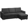 Image de Canapé d'angle 3 places convertible réversible - coffre intégré - garnissage mousse haute densité - tissu noir