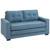 Image de Canapé convertible 2 places design contemporain assise dossier capitonnés polyester aspect lin bleu