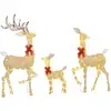 Image de Lot De 3 Rennes Lumineux De Noël Extérieur 283 Led Blanc Chaud 3 Noeuds Rouge