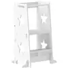 Image de Tour d'apprentissage enfant table ensemble table et chaise 2 en 1 bois blanc