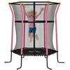 Image de Trampoline pour enfant - HOMCOM - 122 x 111 x 19 m filet de sécurité porte zippée 6 poteaux - acier - rose noir