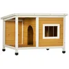 Image de Niche pour chien - PawHut - avec toit ouvrant et fenêtre - intérieur et extérieur - en bois - 855 x 62 x 60 cm - orange