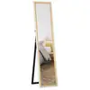 Image de Miroir sur pied et mural design pleine longueur 37 x 157 cm cadre bicolore effet bois clair blanc