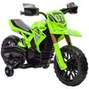 Image de Moto cross électrique enfant 6 v 2 moteurs effets sonores max. 3 kmh 30 kg avec stabilisateurs vert