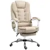 Image de Fauteuil de bureau manager grand confort repose-pied dossier inclinable accoudoirs rembourrés lin beige