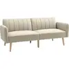 Image de Canapé Convertible 2 Places Design Scandinave Tissu Aspect Lin