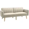 Image de Canapé Convertible 2 Places - HOMCOM - Design scandinave - Dossier inclinable 3 Positions - Pieds Bois Tissu Aspect Lin - Beige