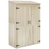 Image de Armoire de jardin - Outsunny - 2 étagères 2 portes magnétiques - toit incliné - en bois - 120 x 57 x 183 cm - bois naturel