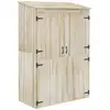Image de Armoire de jardin 2 portes bois - 2 étagères, grand compartiment - 120 x 57 x 183 cm - sapin pré-huilé