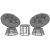 Image de Ensemble salon de jardin - Outsunny - 3 pièces 2 fauteuils papasan pivotant et 1 tables basse ronde - polyester résine tressée gris