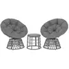 Image de Ensemble salon de jardin 3 pcs - 2 fauteuils papasan, table basse - 2 grands coussins inclus - résine grise