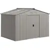 Image de Abri de jardin 5,4 m² - cabanon double porte coulissante - fondation incluse - 277 x 195 x 192 cm - tôle d'acier ondulée gris