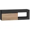Image de Meuble tv style moderne bicolore 2 portes grande niche 140 x 40 x 48 cm effet bois naturel noir