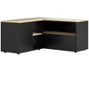 Image de Meuble Tv D'angle 2 Portes 3 Niches Aspect Bois Chêne Clair Blanc