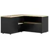 Image de Meuble tv d'angle banc tv en l 2 portes 3 niches panneaux aspect bois chêne clair noir