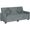 Image de Canapé convertible 3 places canapé-lit clic-clac - HOMCOM - réversible avec dossier réglable et coussins 196 x 90 x 89 cm - gris