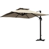 Image de Parasol Déporté Carré 3 X 3 M Inclinable Pivotant Alu Toile Kaki