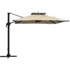 Image de Parasol déporté carré 3 x 3 m - Outsunny - manivelle base croisée - rotation à 360° polyester 250 g/m² double toit 8 baleines - kaki