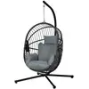Image de Fauteuil suspendu pliable - fauteuil de jardin suspendu avec coussin - acier noir cordage pp gris