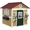 Image de Cabane enfant extérieur - Outsunny - avec porte fenêtres et jardinières - 114 x 1264 x 135 cm - Beige